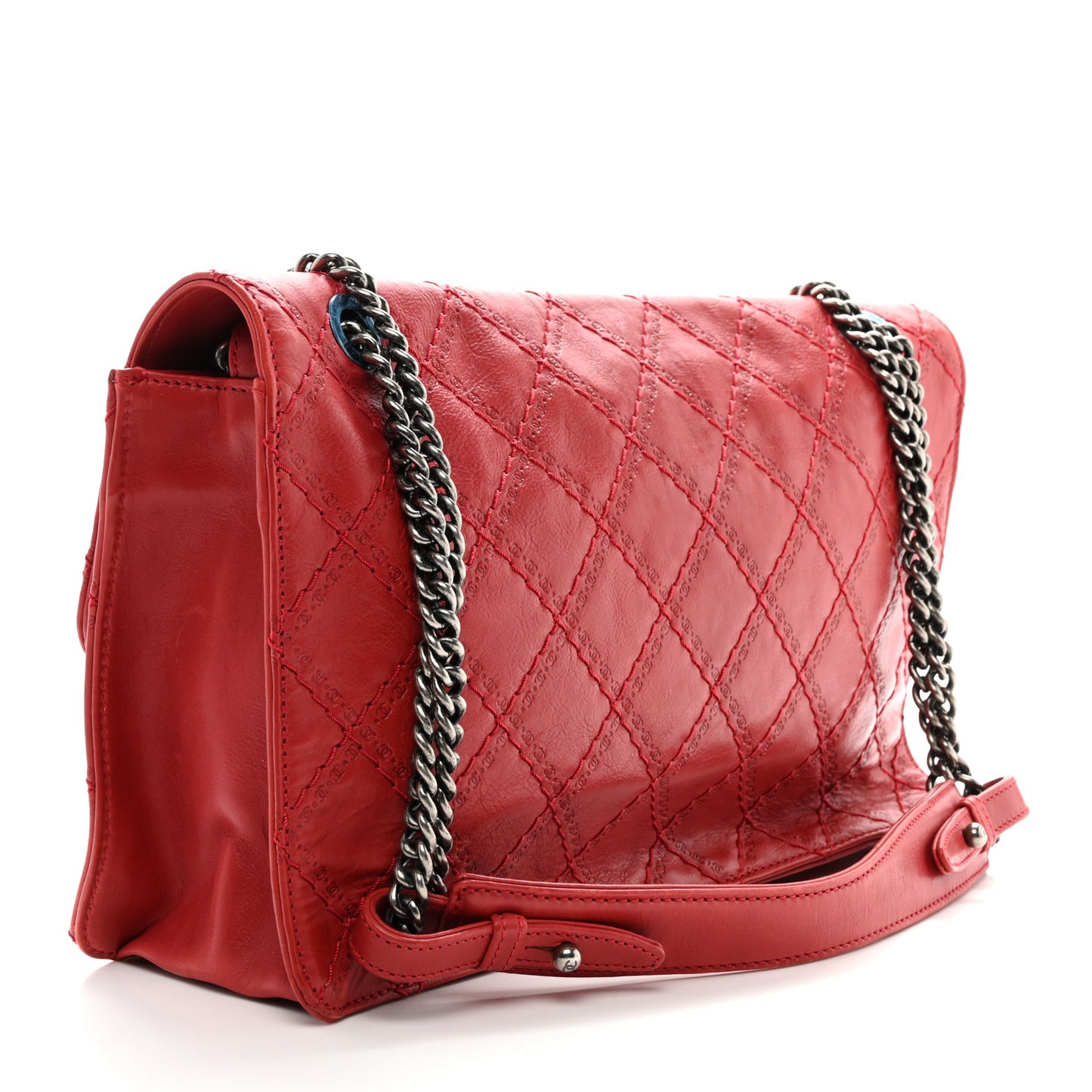 Aged Calfskin Embossed Logo Quilted 2.55 Reissue 227 Flap Red