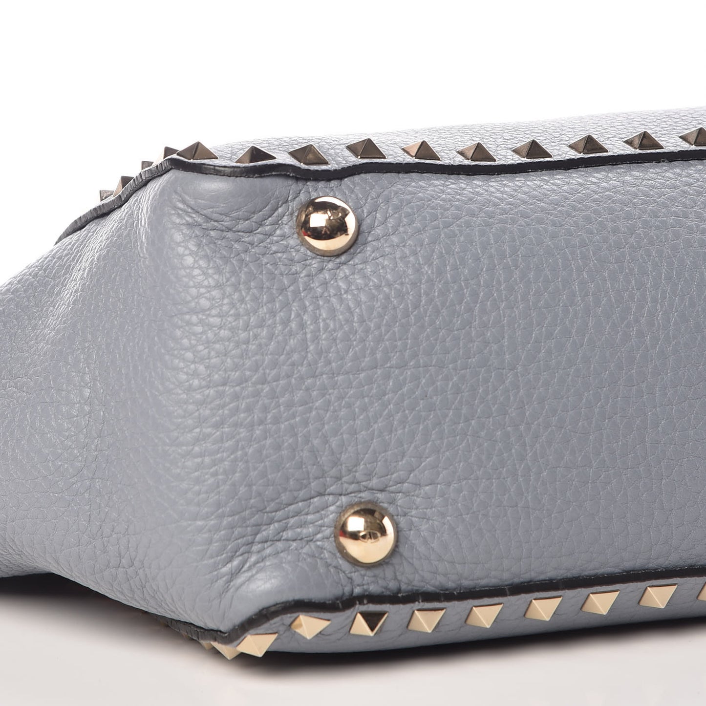 Grained Calfskin Small Rockstud Tote Grey