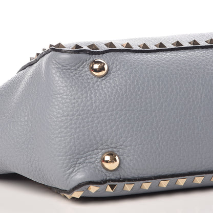 Valentino Garavani Grained Calfskin Small Rockstud Tote Grey 9 of 10