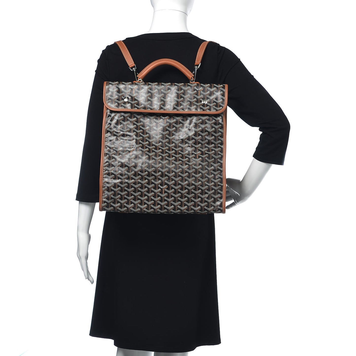 Goyardine Saint Leger Soft Briefcase Backpack Black Gold