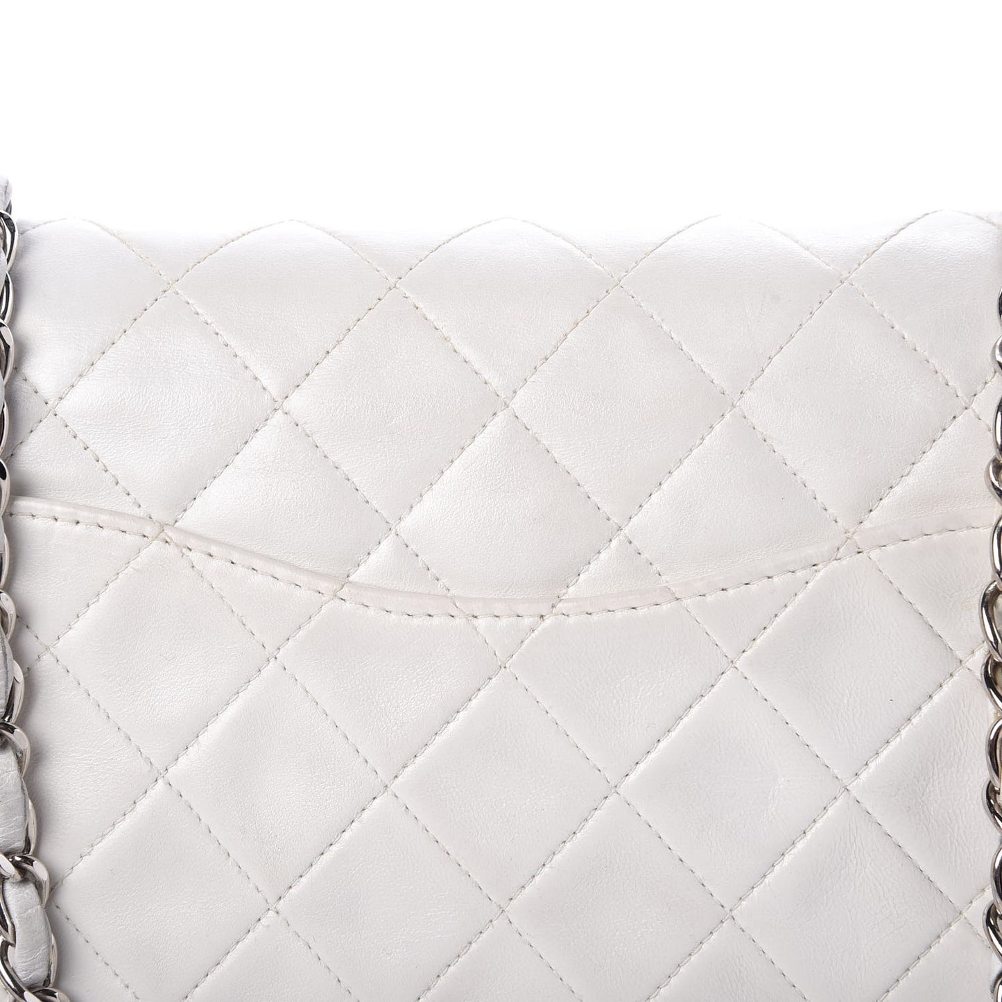 Lambskin Quilted Medium Double Flap White