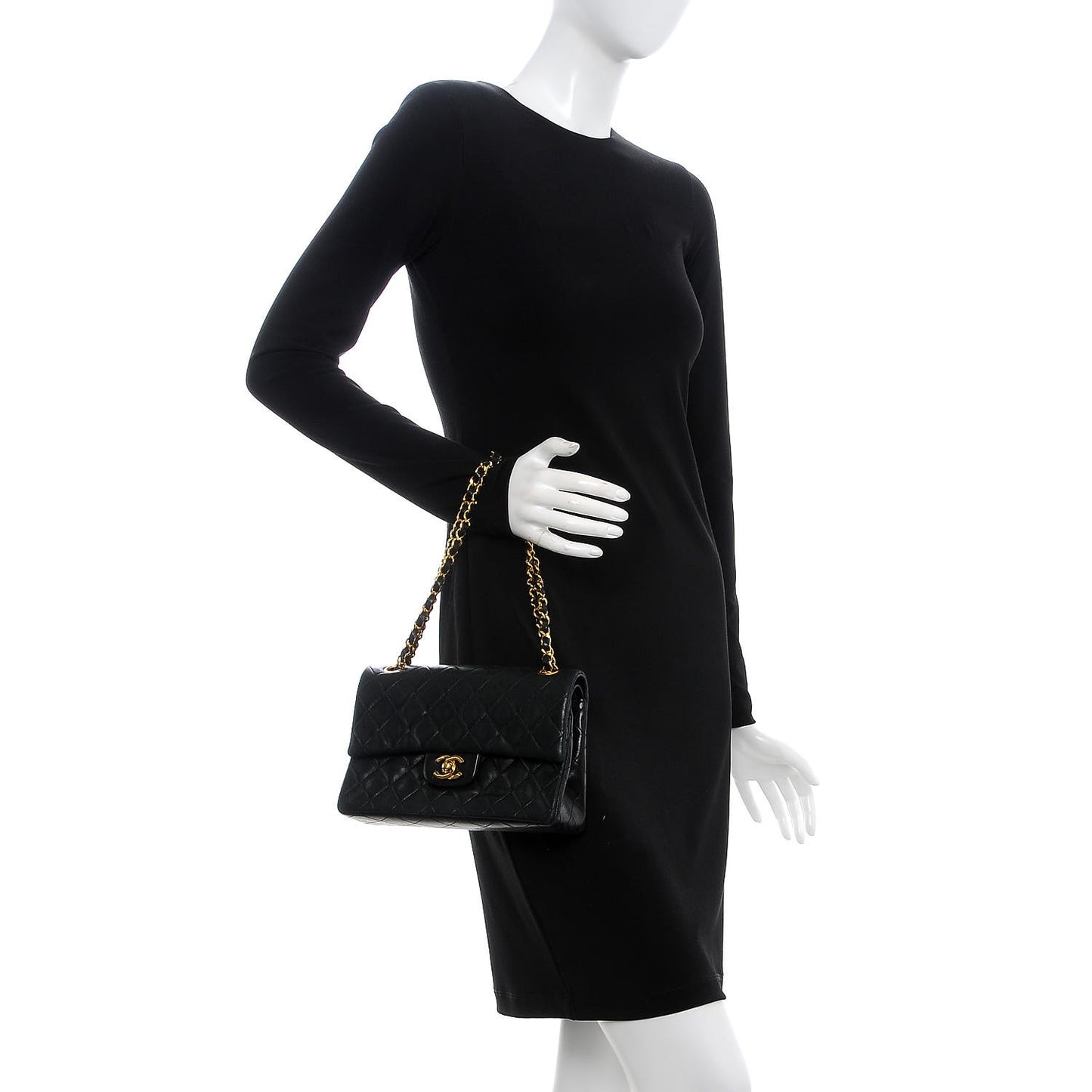 Lambskin Quilted Small Double Flap Black