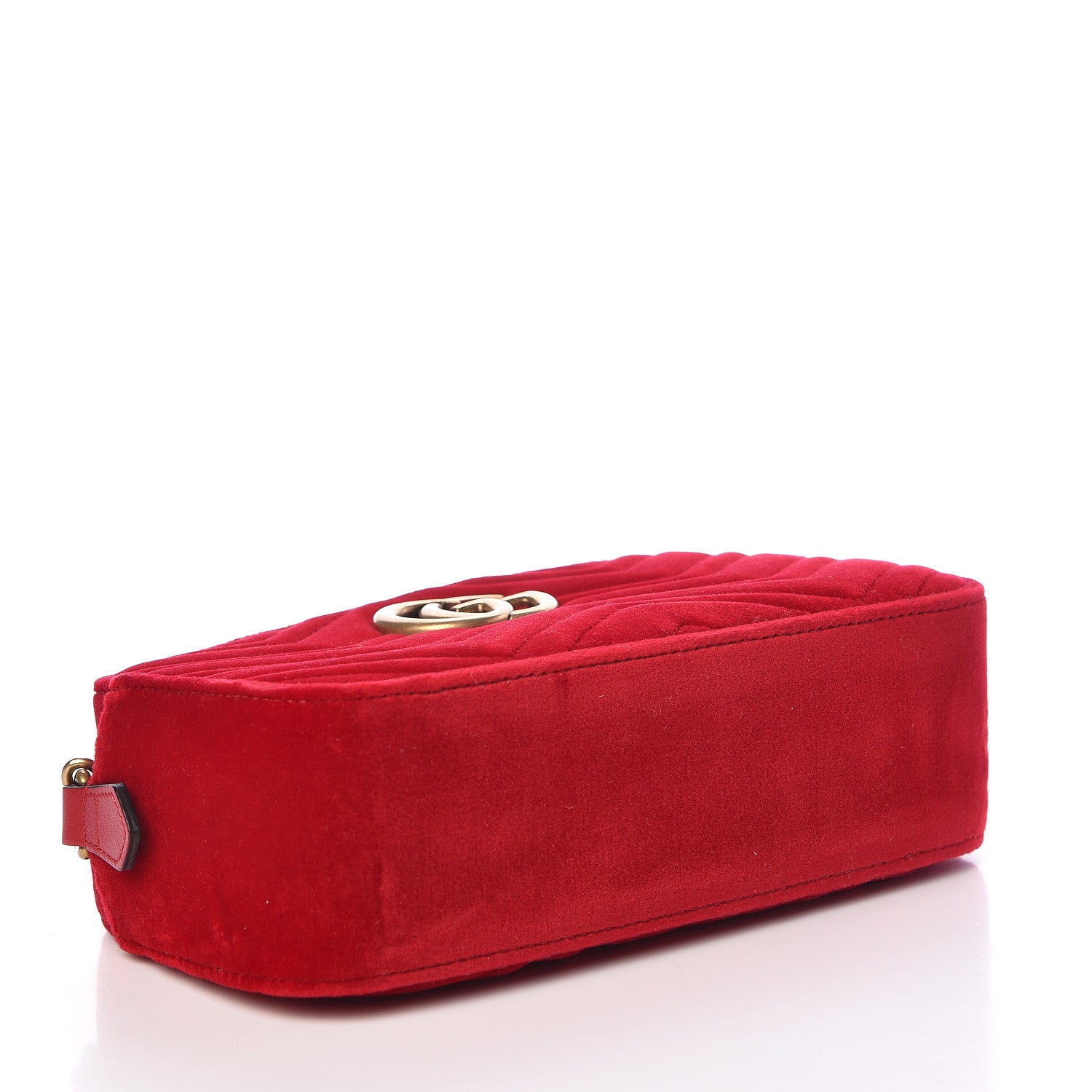 Gucci Velvet Matelasse Small GG Marmont Chain Shoulder Bag Hibiscus Red 4 of 11