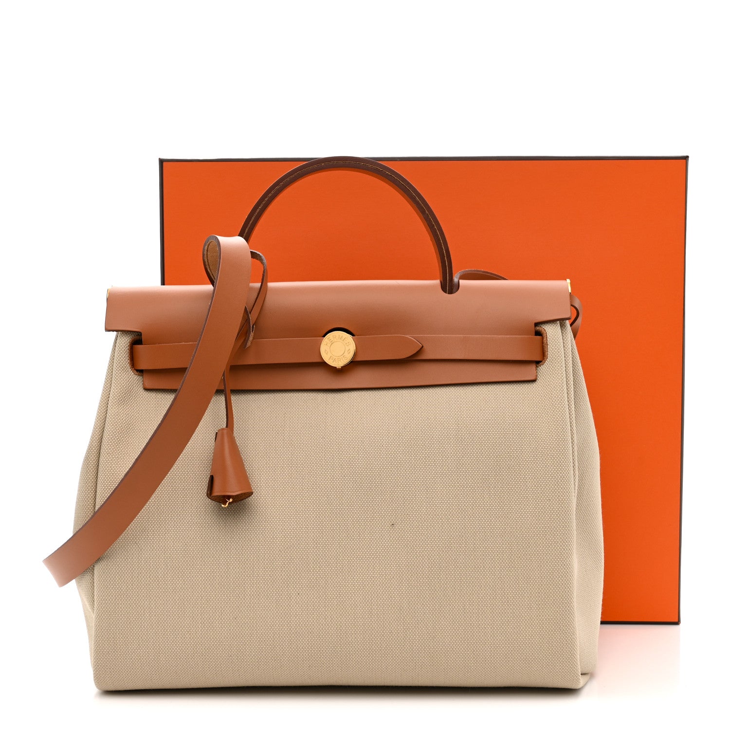 Hermes Military Toile Vache Hunter Herbag Zip Retourne 31 PM Beton Naturel 12 of 12
