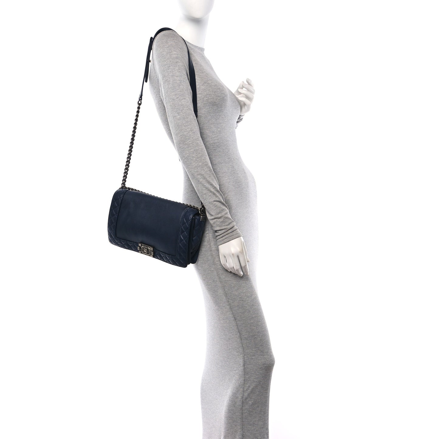 Calfskin New Medium Boy Reverso Flap Navy
