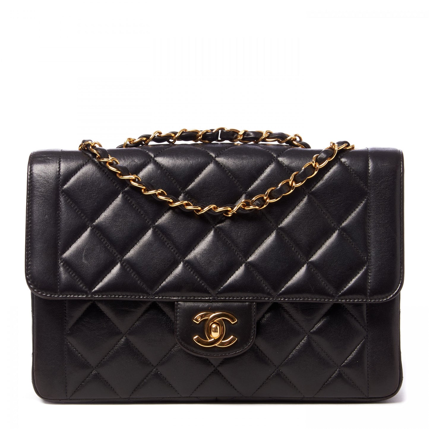 Lambskin Quilted Small Single Flap Black