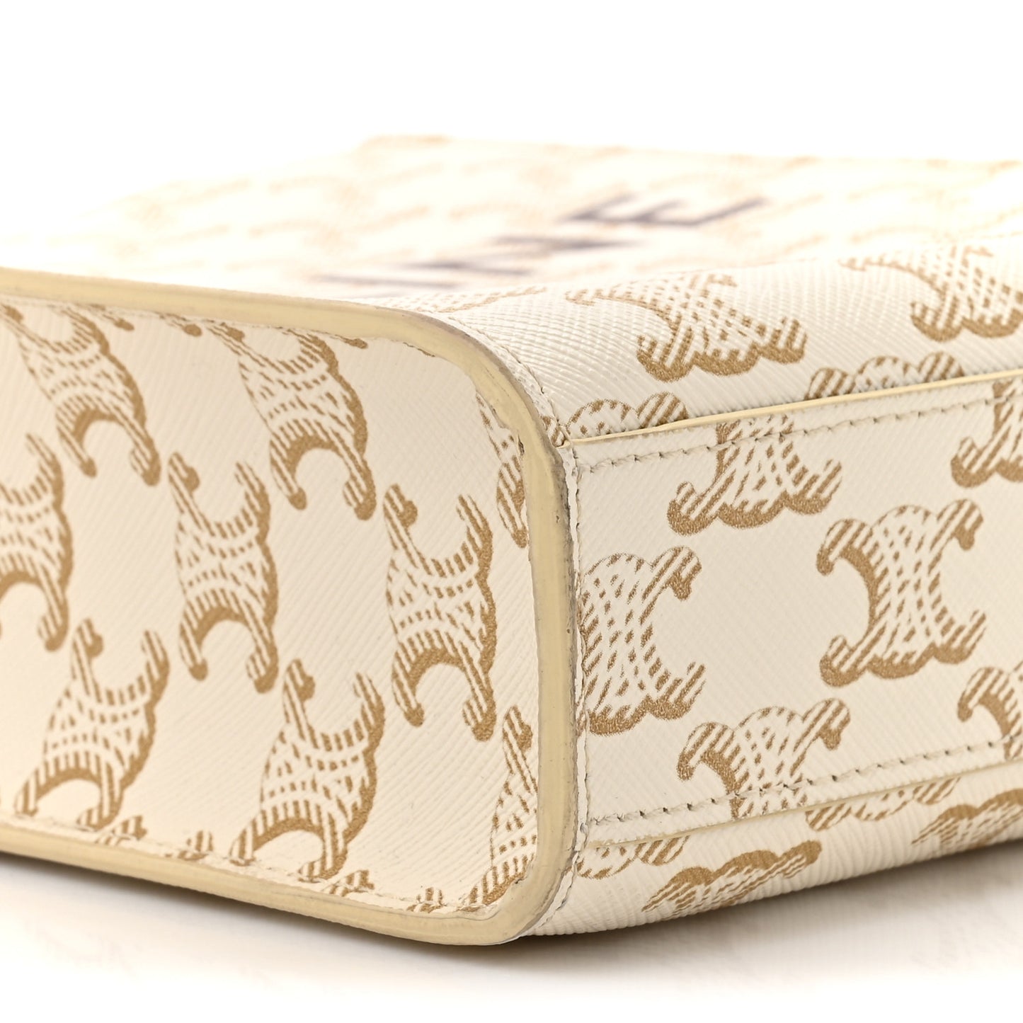 Triomphe Canvas Calfskin Mini Vertical Cabas White