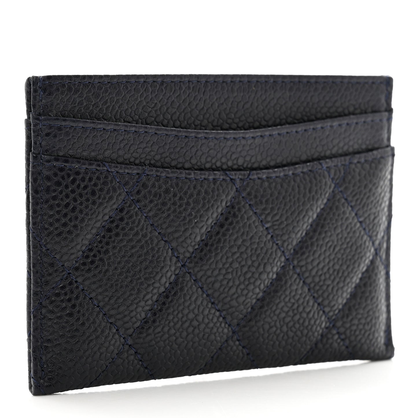 Caviar Quilted Card Holder Navy