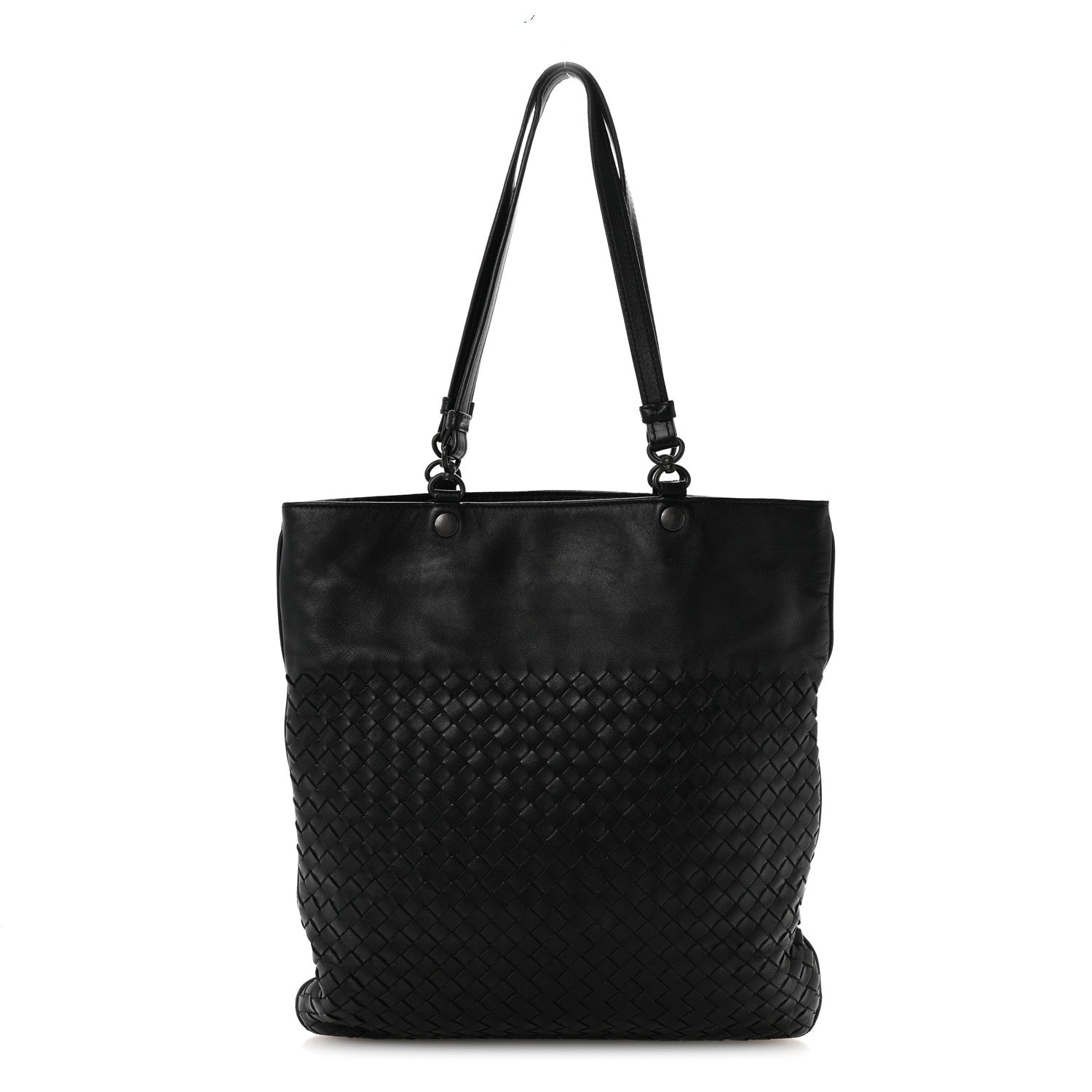 Bottega Veneta Nappa Intrecciato Flat Shoulder Bag Black 1 of 15