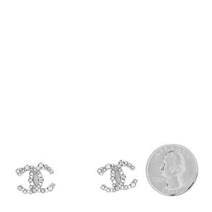 Chanel Crystal CC Earrings Silver 2 of 4