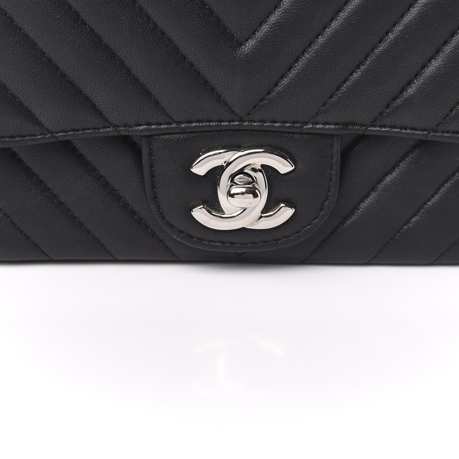 Chanel Lambskin Chevron Quilted Mini Square Flap Black 10 of 10