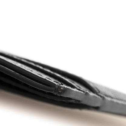Saint Laurent Grain De Poudre Matelasse Chevron Monochrome Monogram Credit Card Case Black 9 of 10