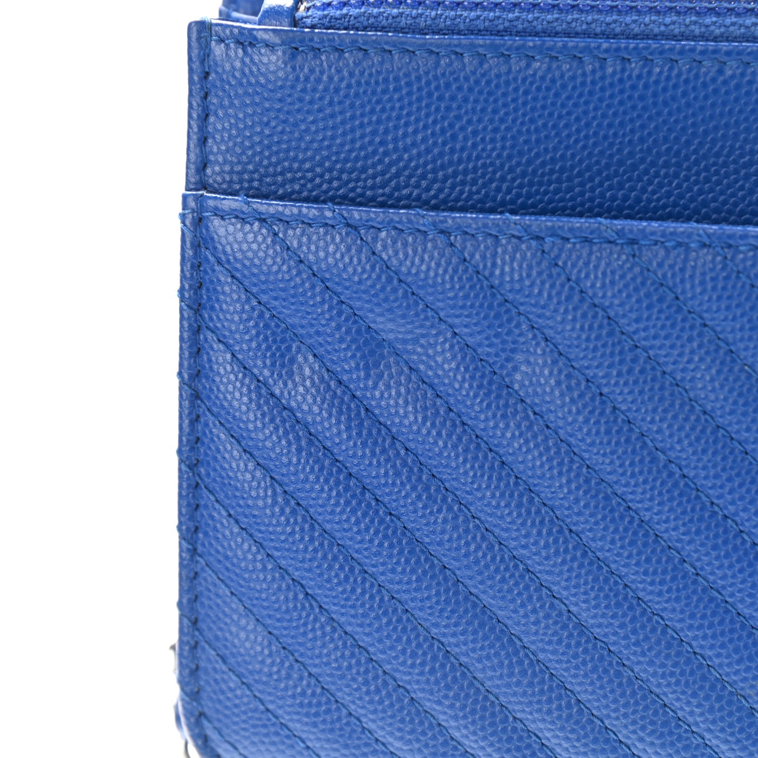 Chanel Caviar Chevron Quilted Wallet On Chain WOC Bright Blue 12 of 14