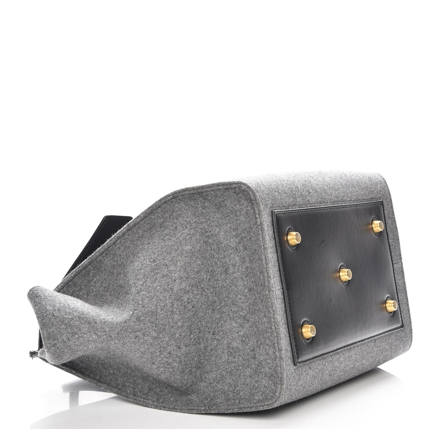 Celine Felt Calfskin Medium Tie Knot Tote Grey Black 4 of 9