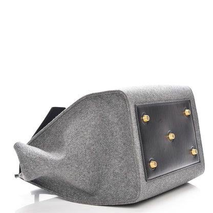 Celine Felt Calfskin Medium Tie Knot Tote Grey Black 4 of 9