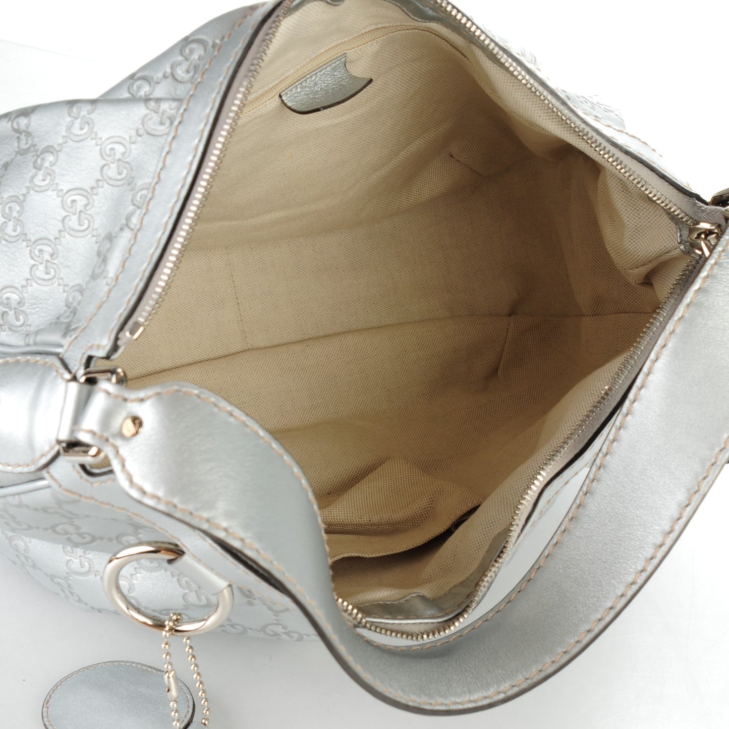 Metallic Guccissima Medium Sukey Hobo Silver