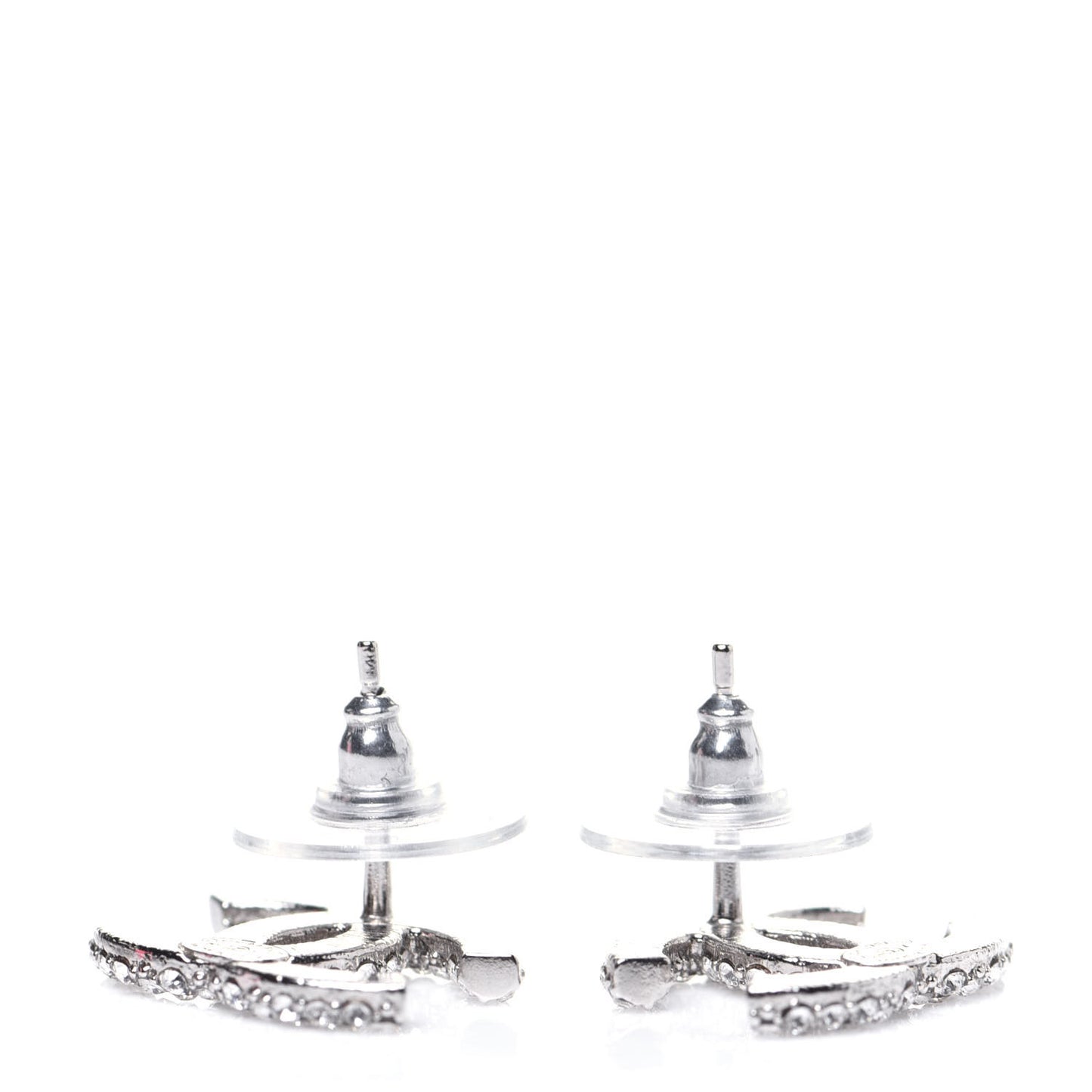 Crystal CC Treasure Chest Earrings Silver