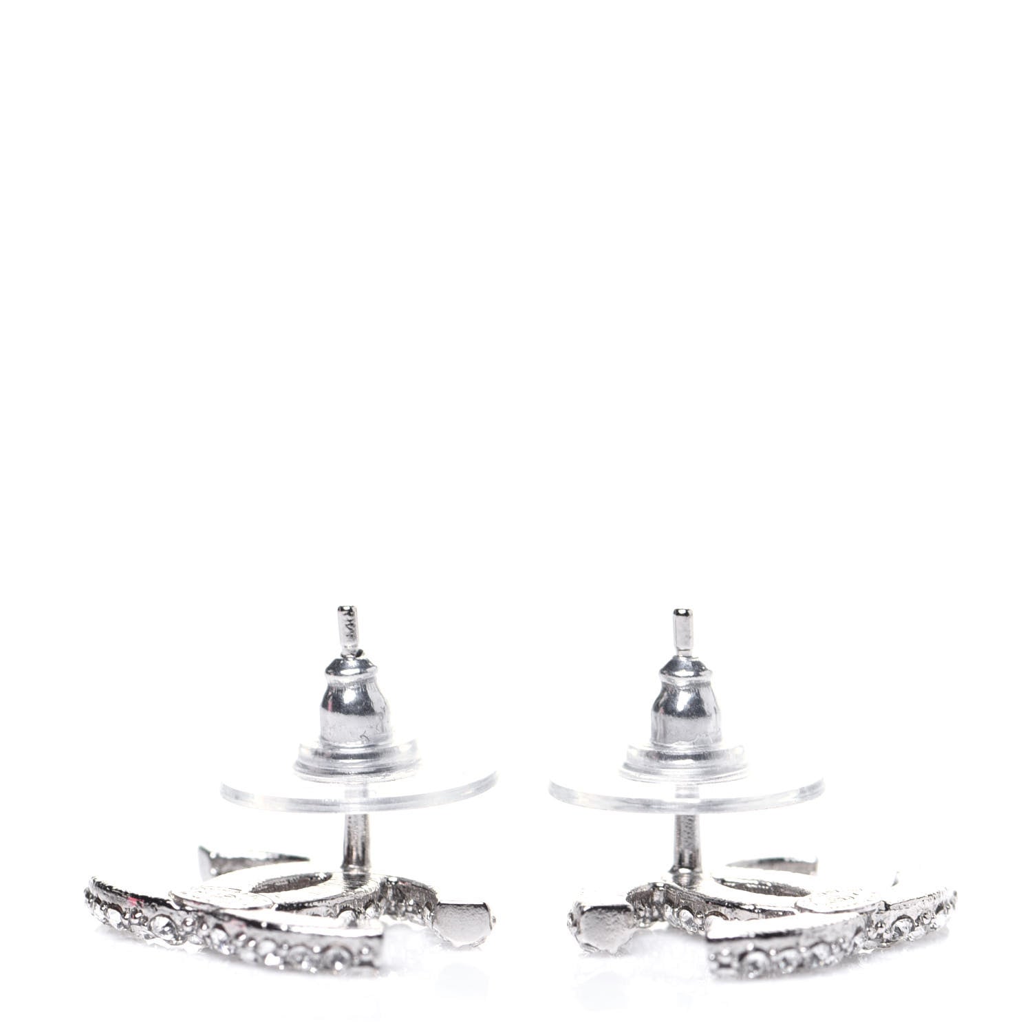 Chanel Crystal CC Treasure Chest Earrings Silver 5 of 5