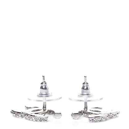Chanel Crystal CC Treasure Chest Earrings Silver 5 of 5