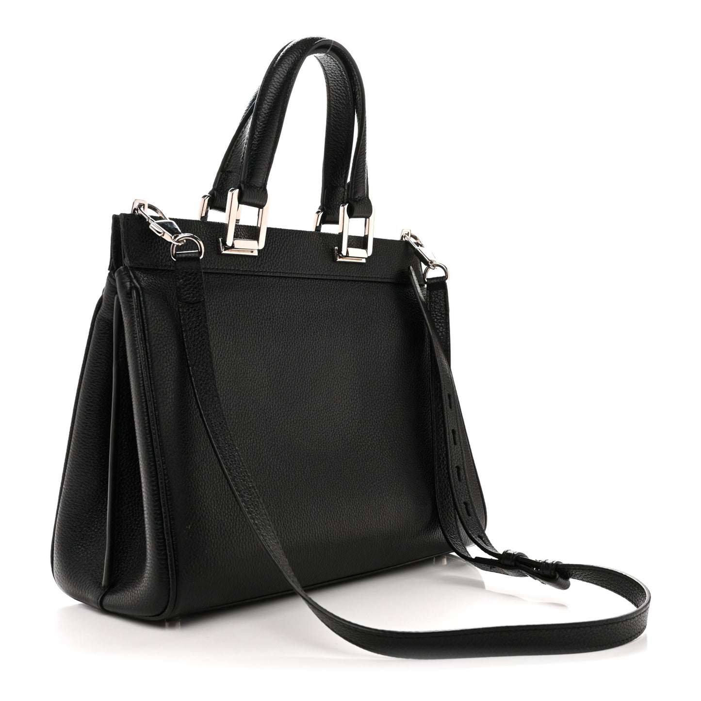 Grainy Calfskin Small Zumi Top Handle Bag Black