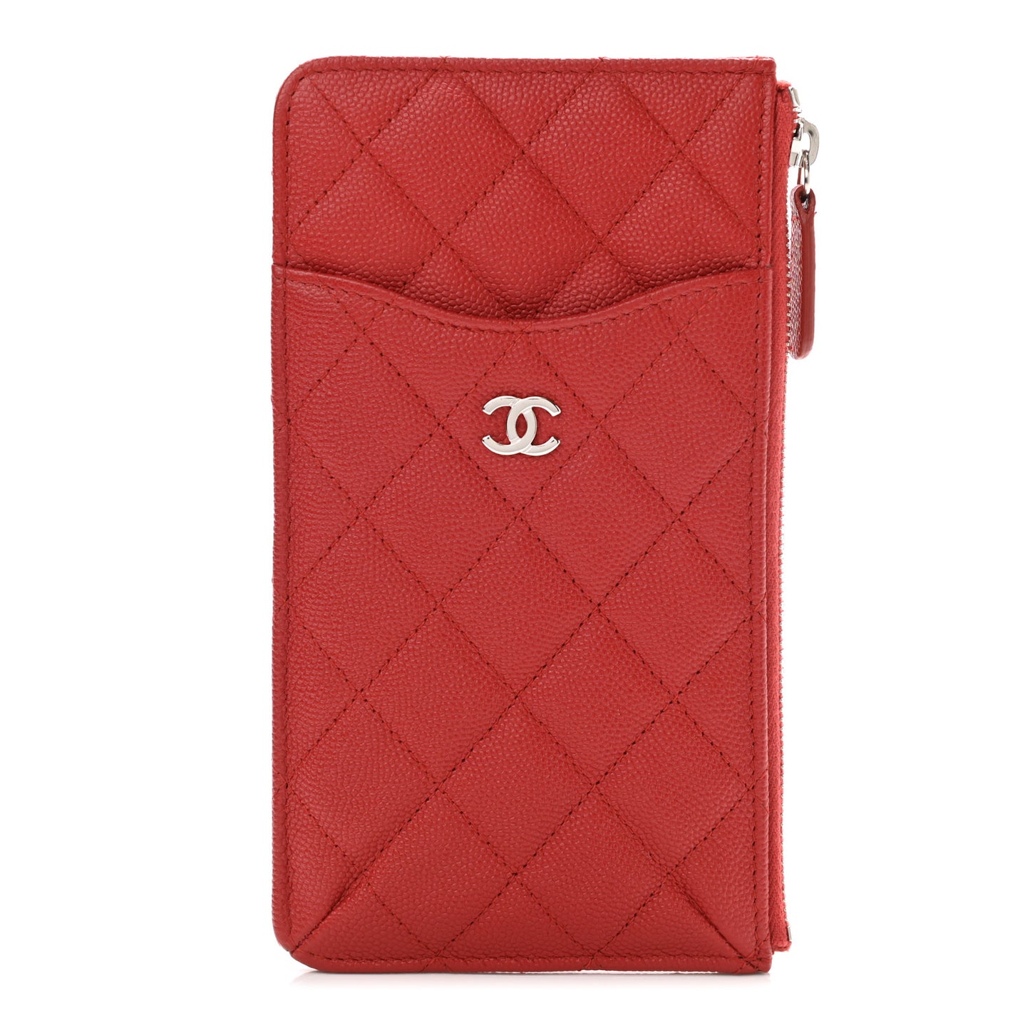 Caviar Quilted Classic Flat Wallet Pouch Red