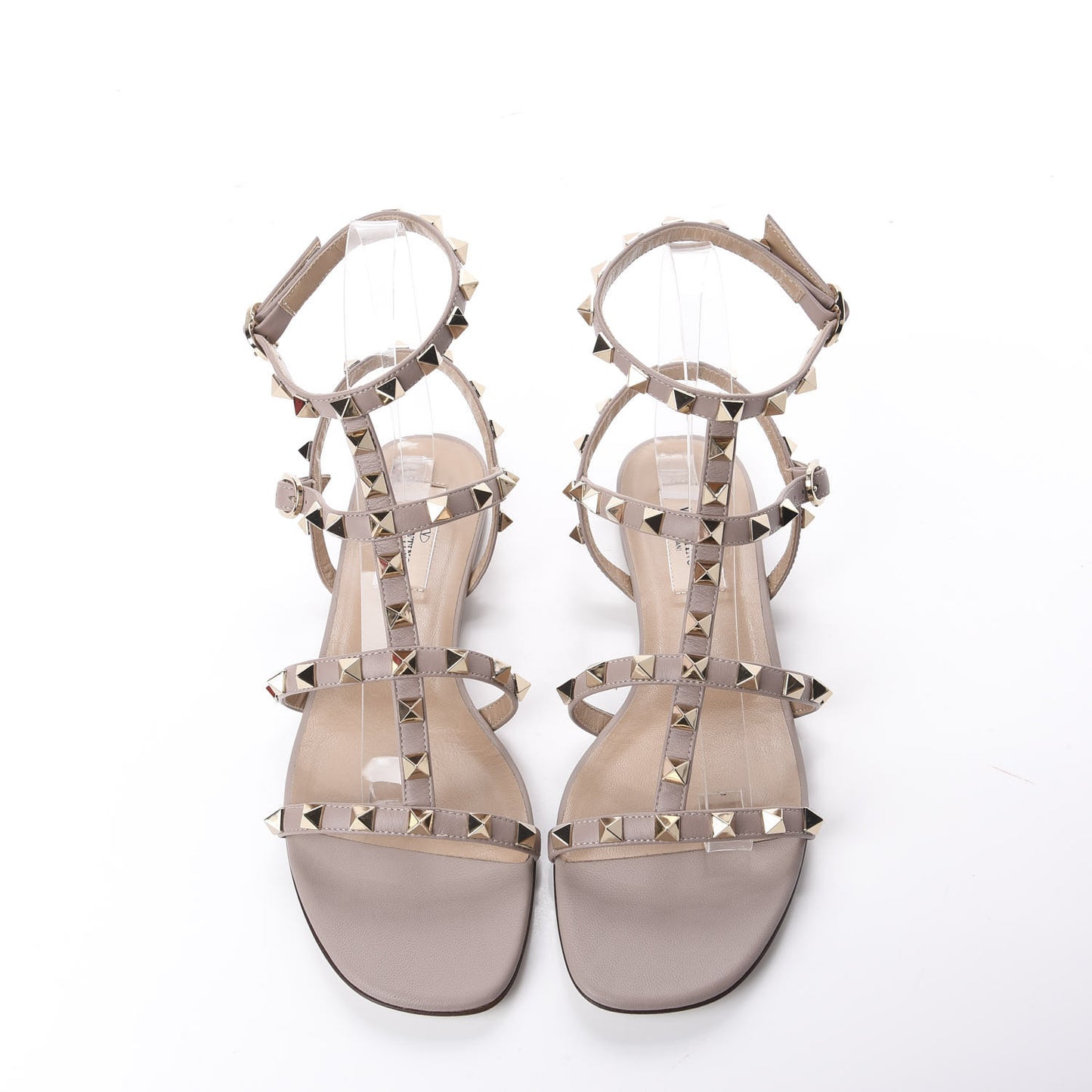 Nappa Rockstud Gladiator Flat Sandals 36.5 Poudre