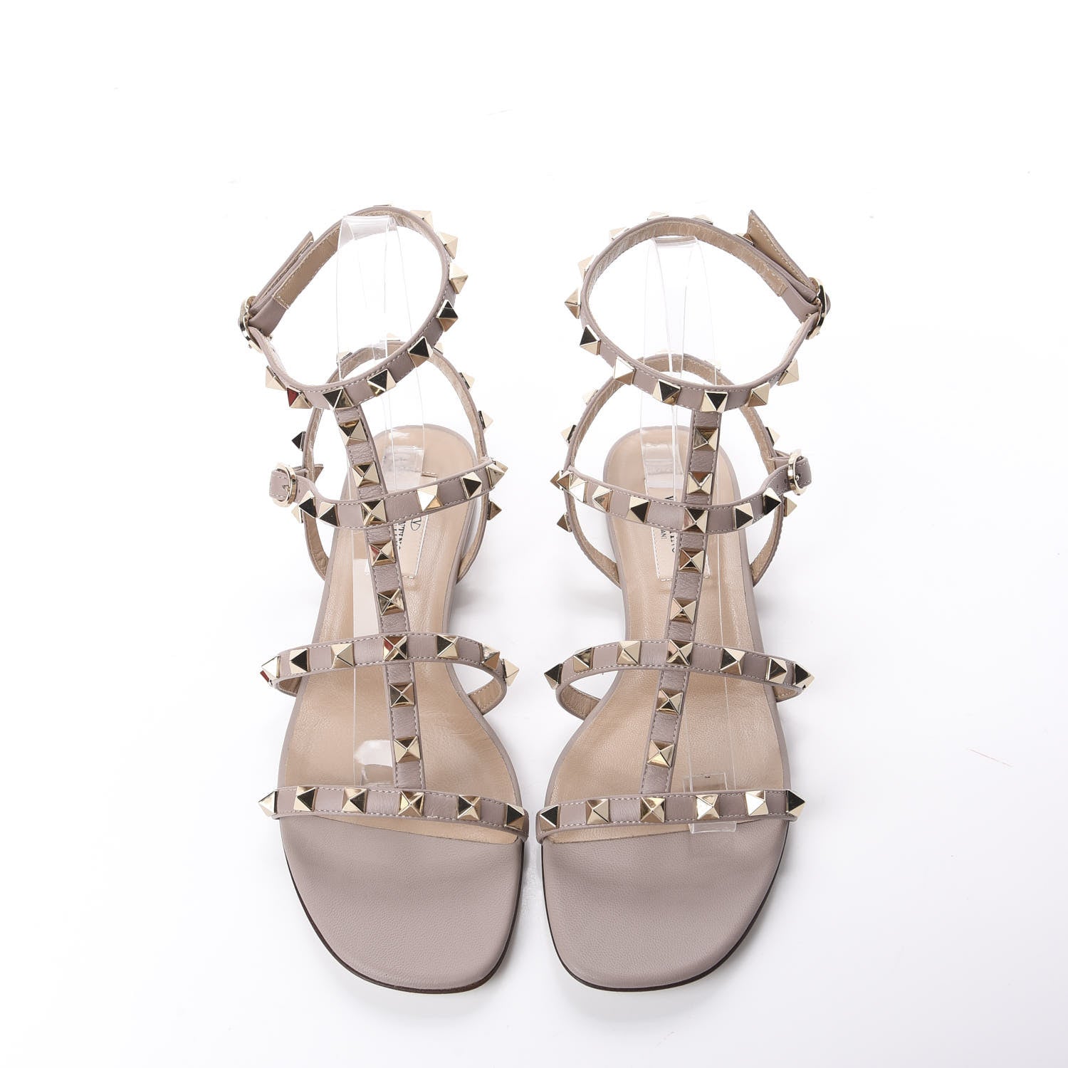 Valentino Garavani Nappa Rockstud Gladiator Flat Sandals 36.5 Poudre 6 of 10