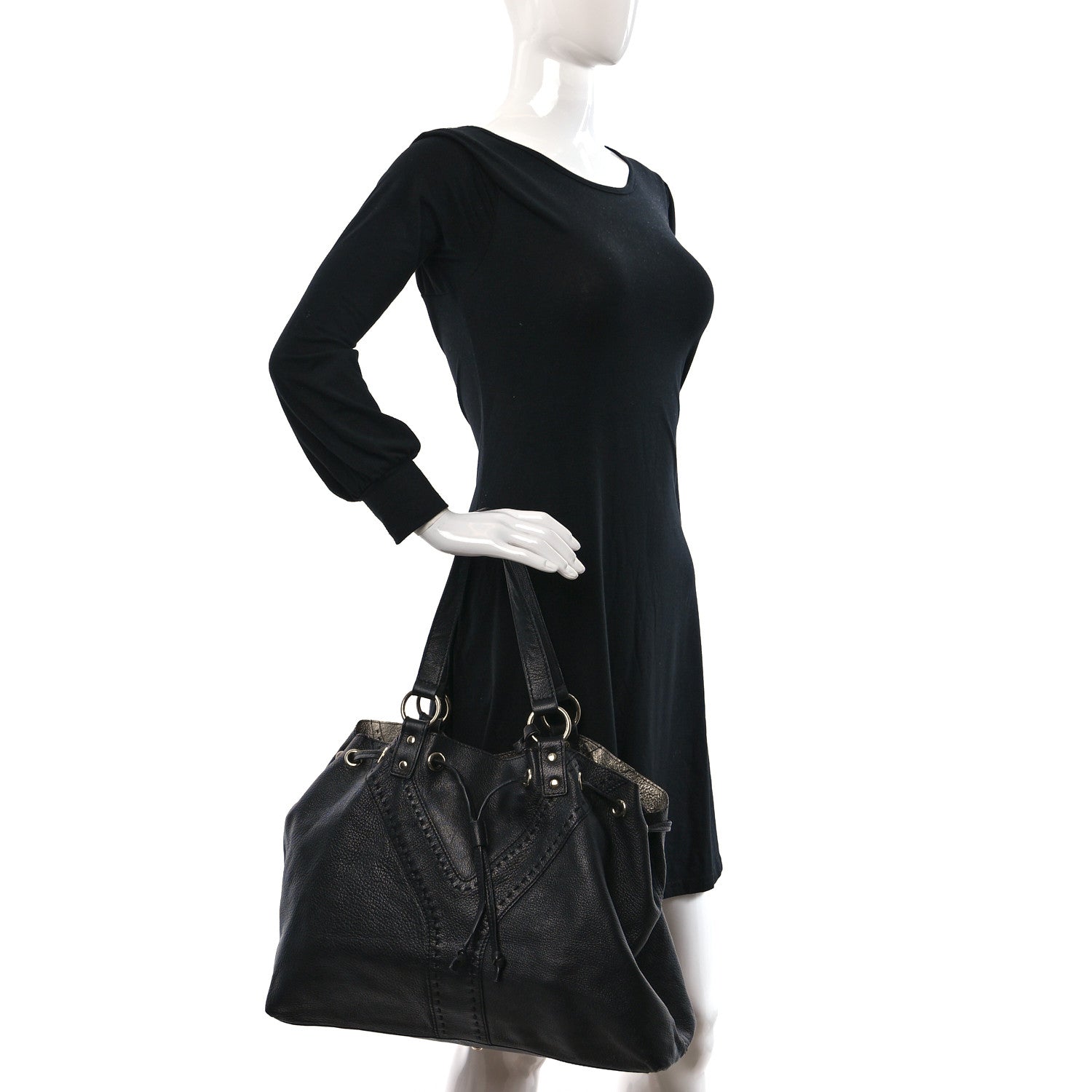 Saint Laurent Calfskin Reversible Double Sac Y Tote Gold Black 2 of 16