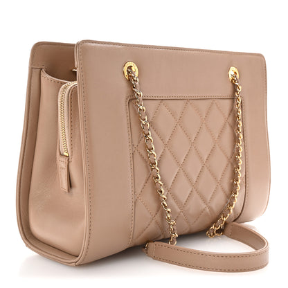 Chanel Sheepskin Quilted Mademoiselle Vintage Shopping Tote Beige 3 of 10