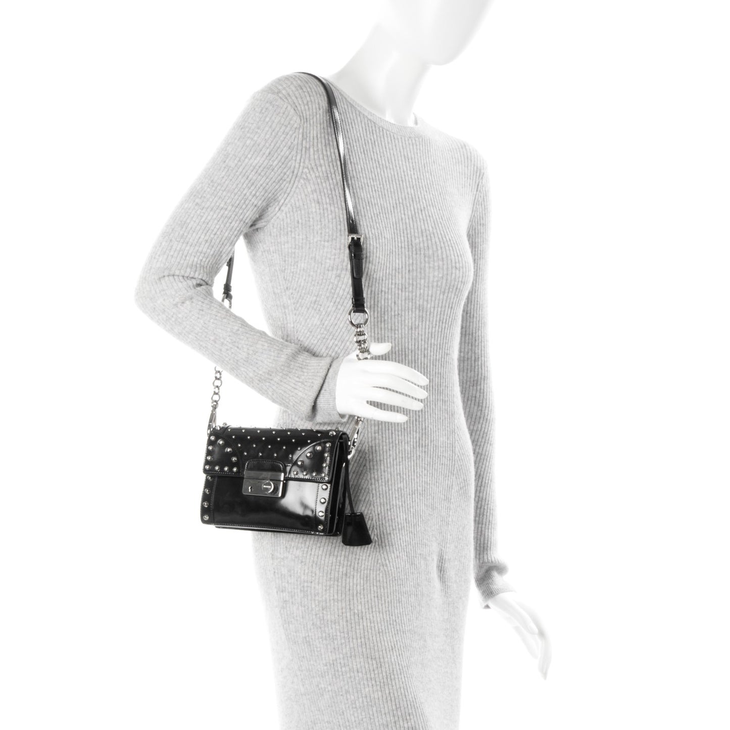 Spazzolato Studded Mini Crossbody Bag Nero Black