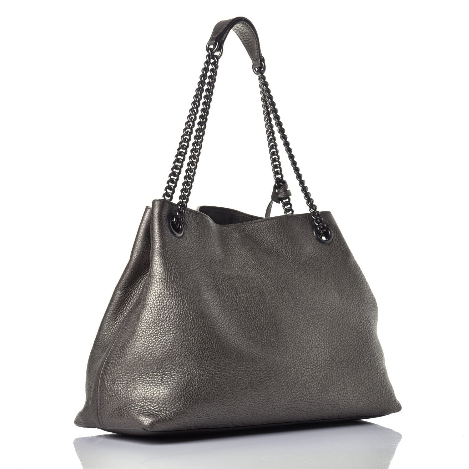 Gucci Metallic Pebbled Calfskin Medium Soho Chain Shoulder Bag Sasso 3 of 9