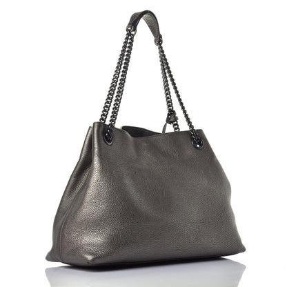 Gucci Metallic Pebbled Calfskin Medium Soho Chain Shoulder Bag Sasso 3 of 9