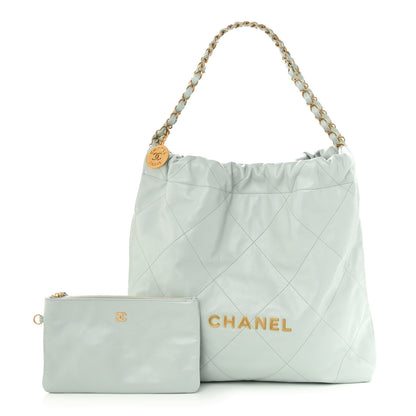 Chanel Shiny Calfskin Quilted Chanel 22 Light Blue 1 of 12
