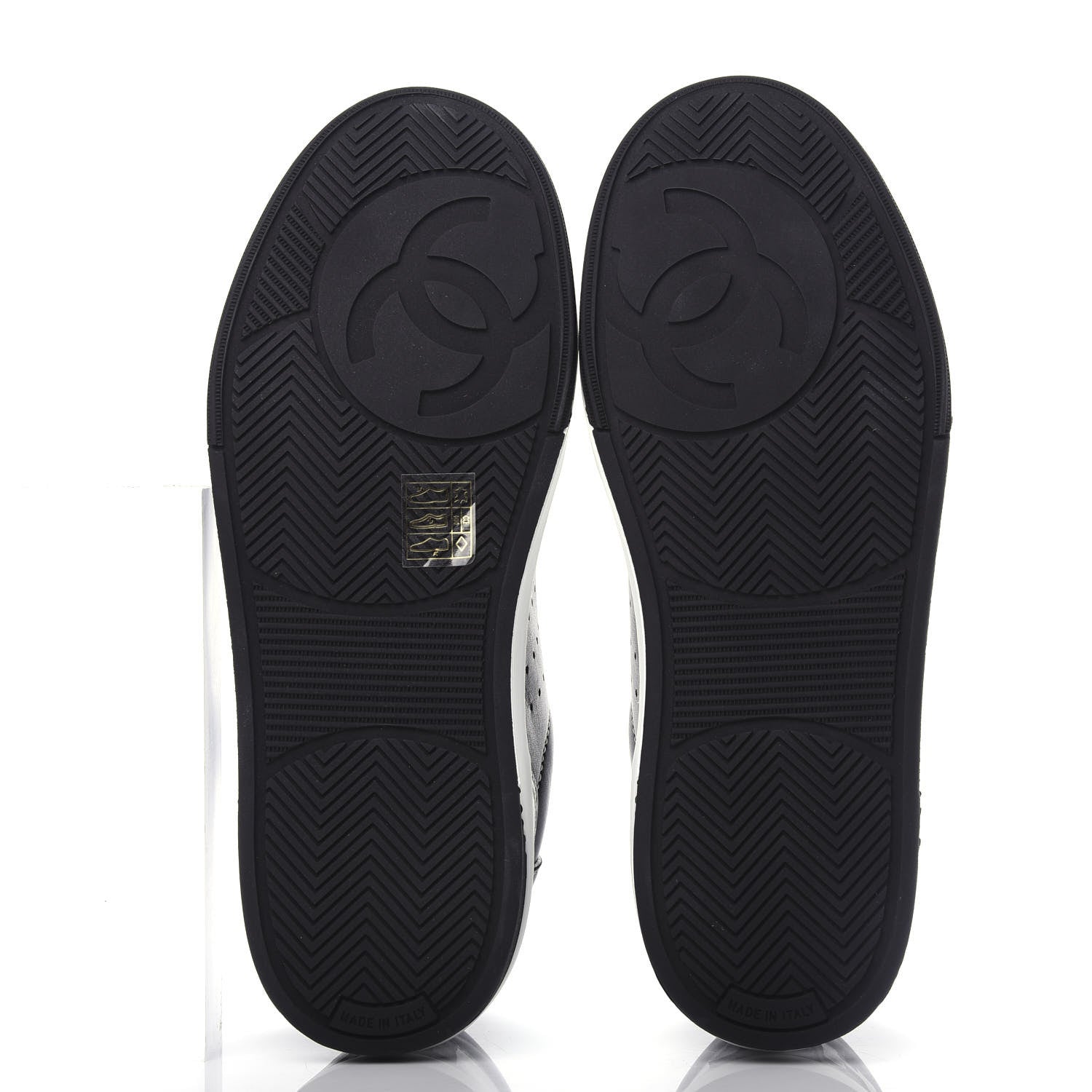 Chanel Calfskin Womens Logo Sneakers 38 Black White 6 of 11