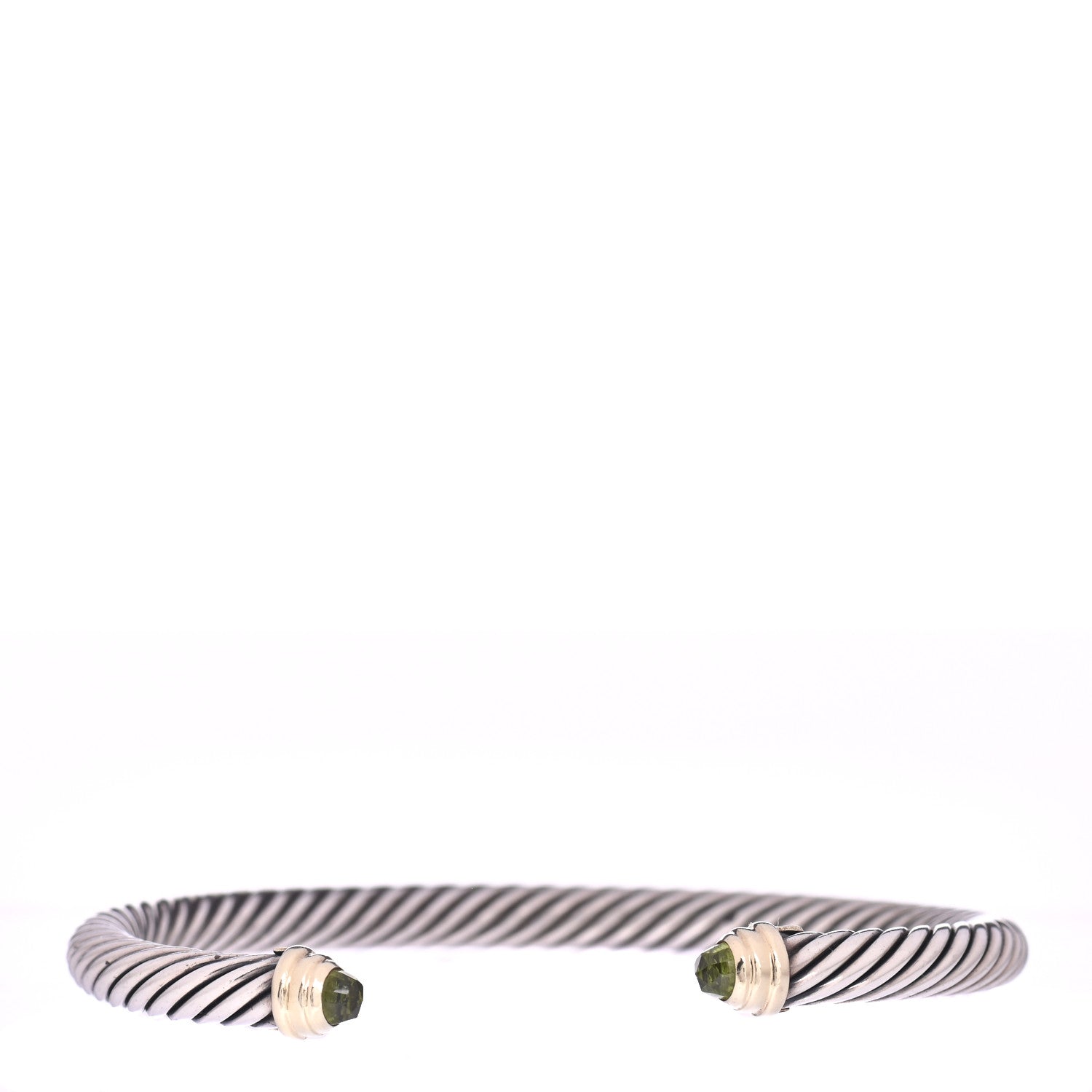 David Yurman Sterling Silver 14K Yellow Gold Peridot 5mm Cable Classics Petite Color Bracelet 1 of 4