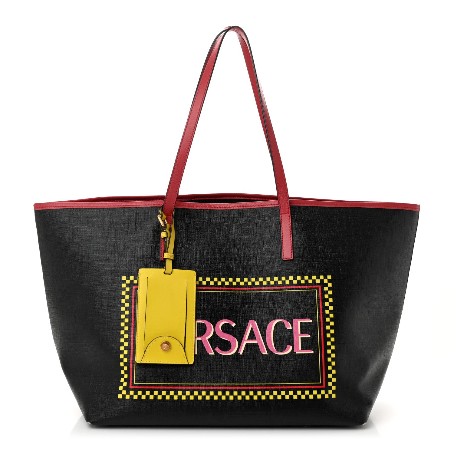 Versace Coated Canvas Vintage 90's Logo Tote Black 1 of 12