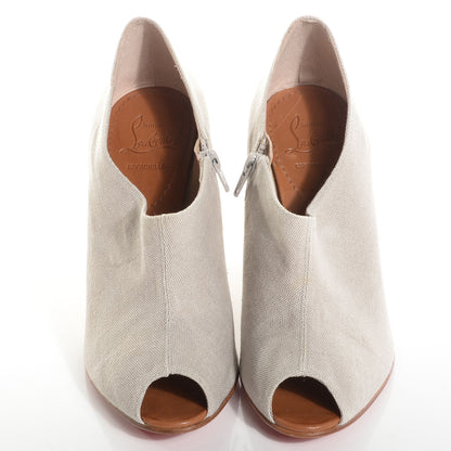 Christian Louboutin Canvas Corazon 100 Wedges 38 Natural 2 of 7
