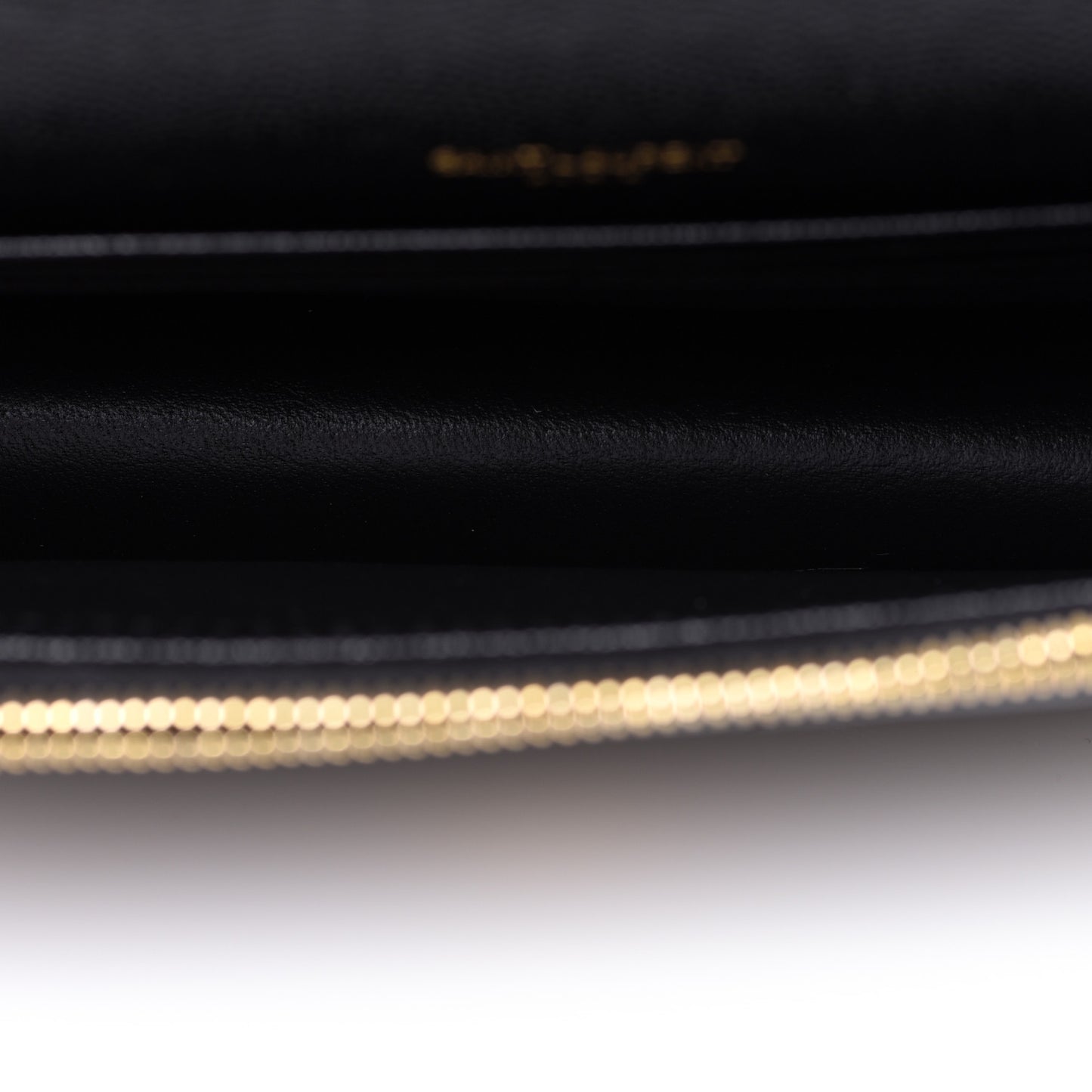 Grain De Poudre Matelasse Chevron Monogram Envelope Chain Wallet Black
