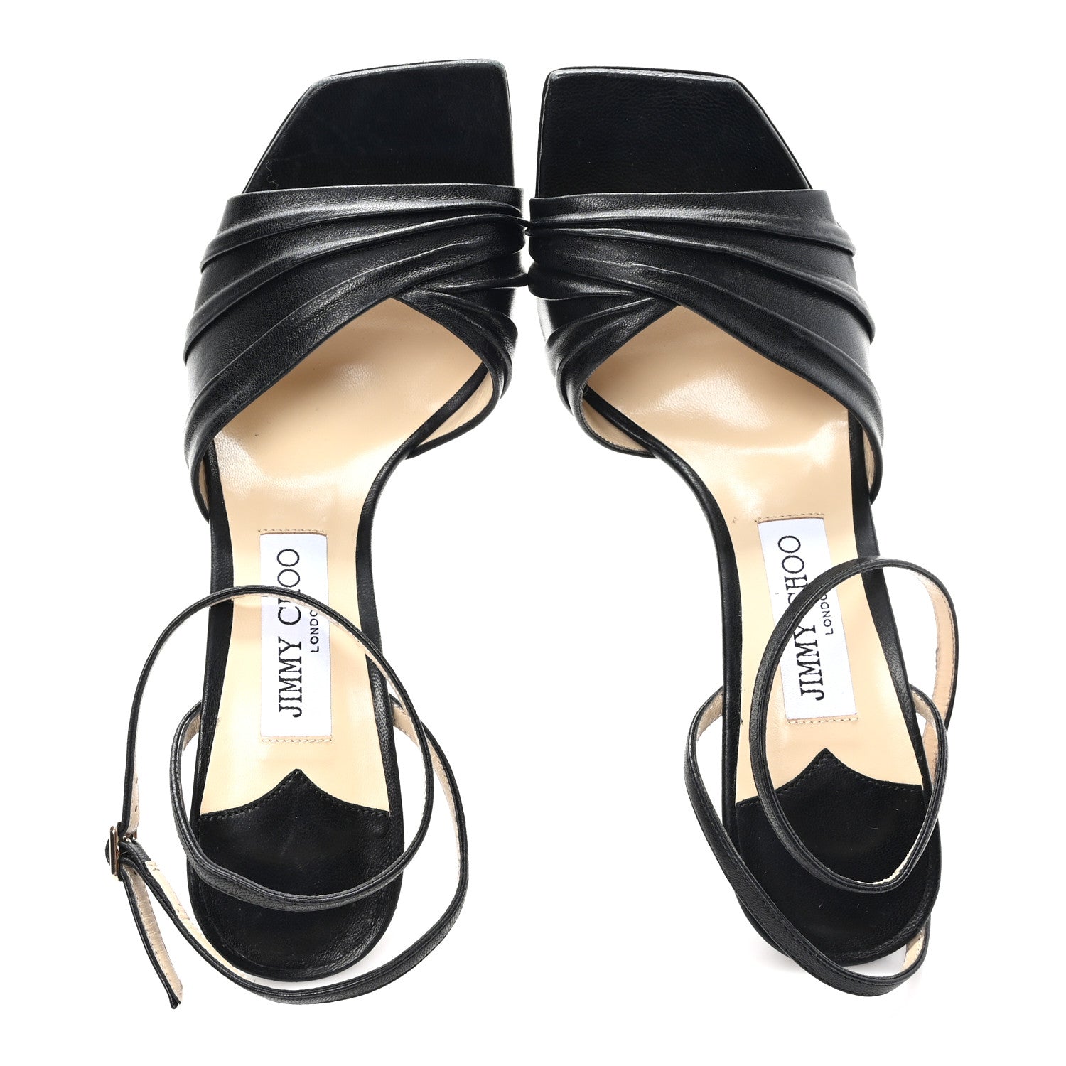 Jimmy Choo Luxe Nappa Basil 95 Sandals 39.5 Black 1867366