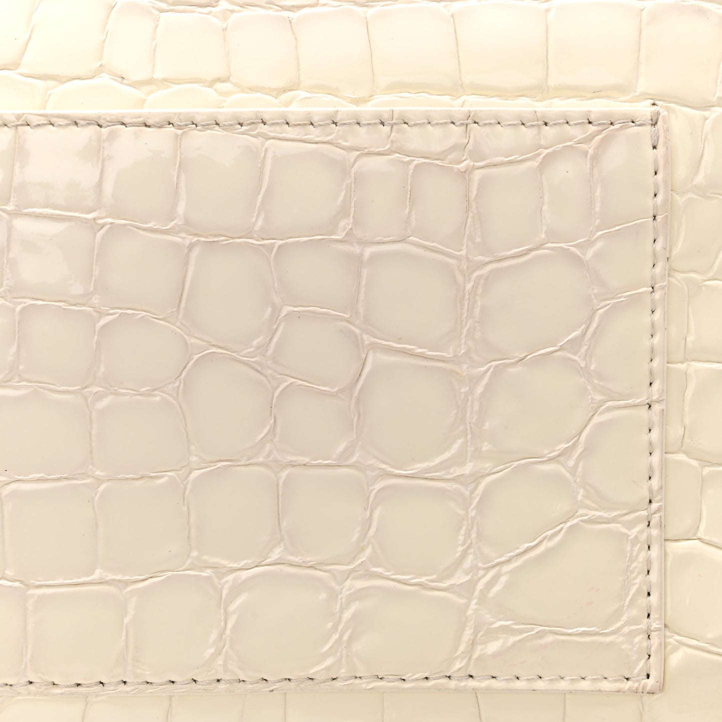 Croc Stamped Patent Palazzo Sultan Shoulder Bag White
