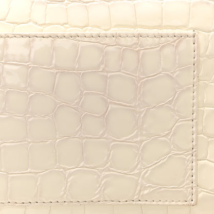 Versace Croc Stamped Patent Palazzo Sultan Shoulder Bag White 9 of 11