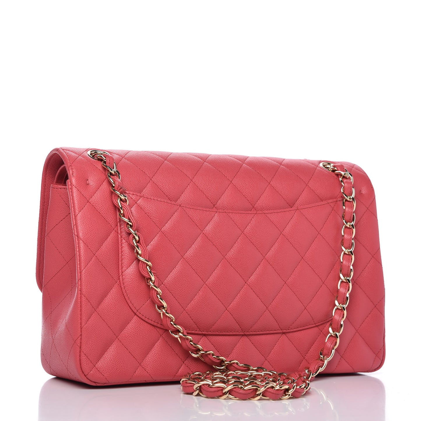 Caviar Quilted Jumbo Double Flap Dark Pink
