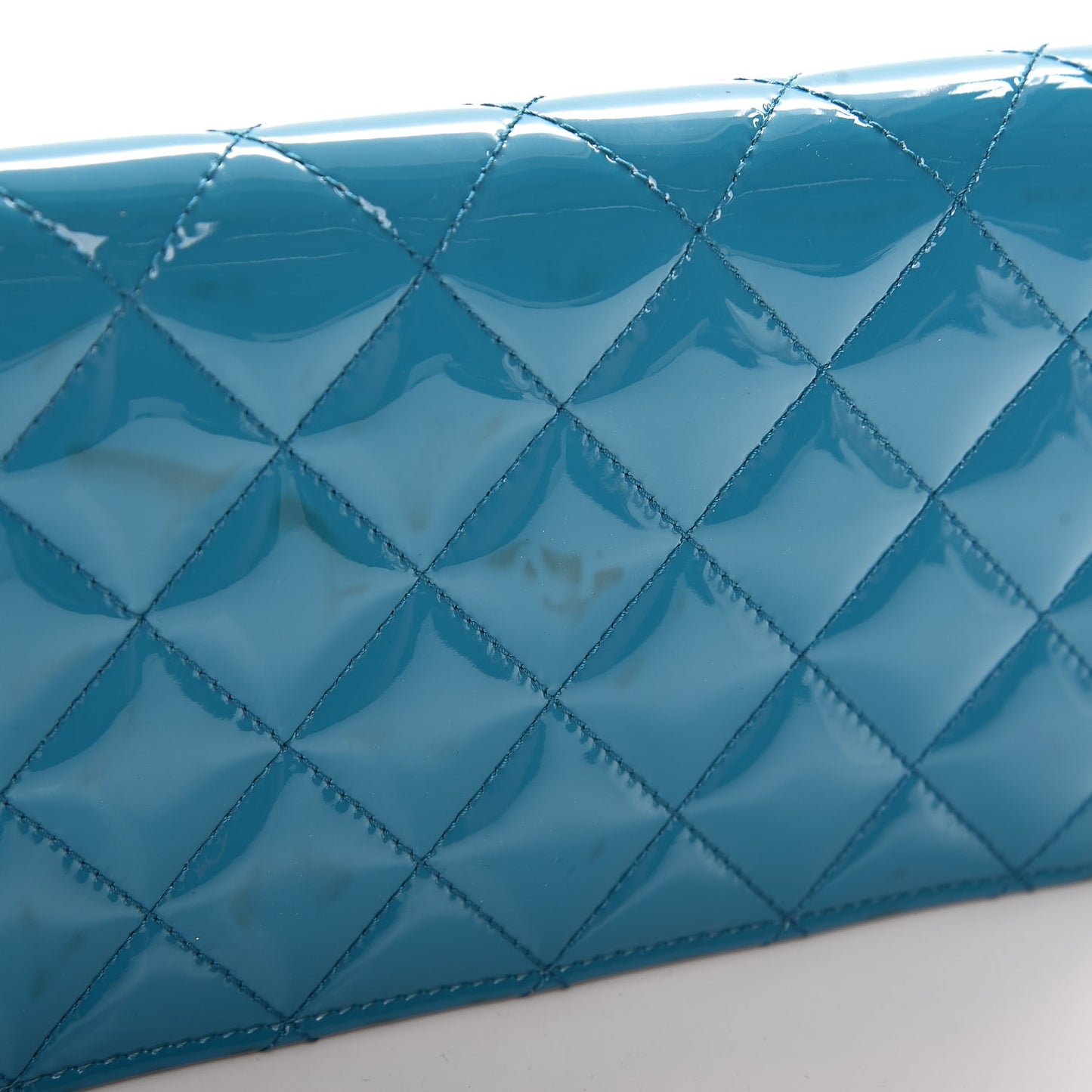 Patent Calfskin Quilted Yen Reissue Wallet Blue