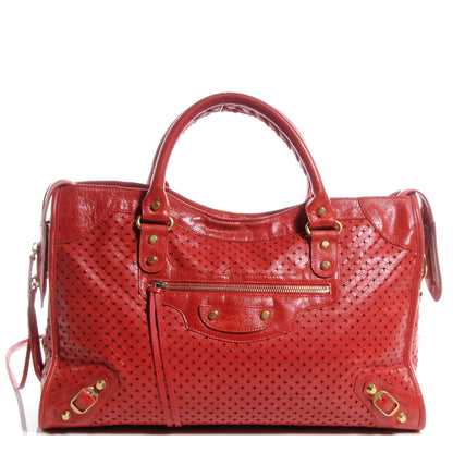 Balenciaga Agneau Cross Perforated City Ruby Red 29 of 38