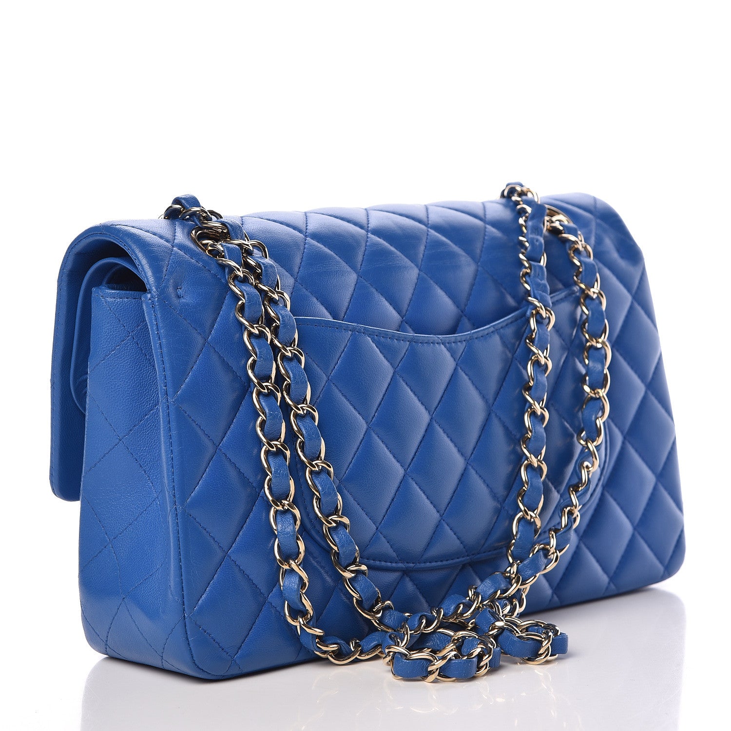 Chanel Lambskin Quilted Medium Double Flap Blue 4 of 18