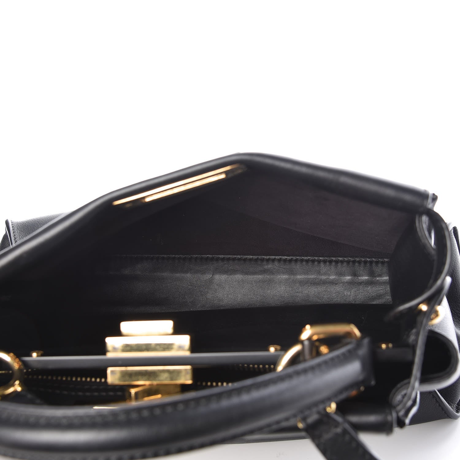 Fendi Vitello Seta Shiny Nappa Medium Peekaboo Iconic Satchel Black 7 of 10