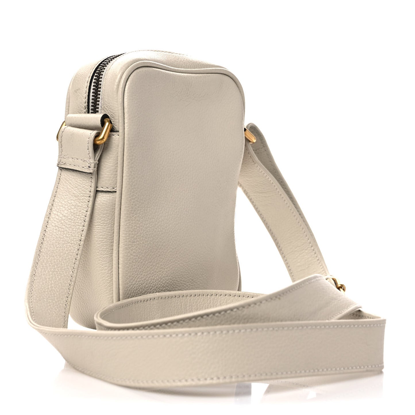 Grained Calfskin Mini Logo Messenger Bag White