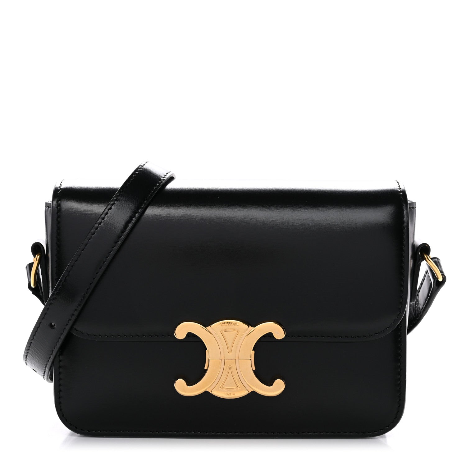 Celine Shiny Calfskin Teen Triomphe Black 1 of 10