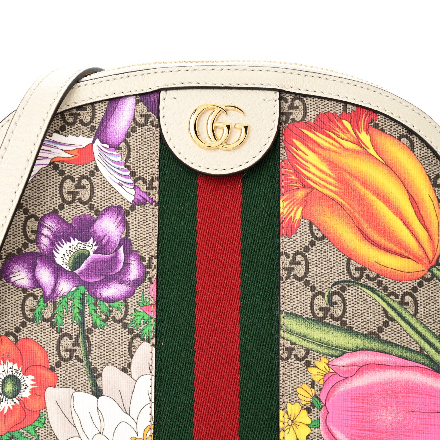 Gucci GG Supreme Monogram Flora Web GG Small Ophidia Dome Shoulder Bag White 8 of 10