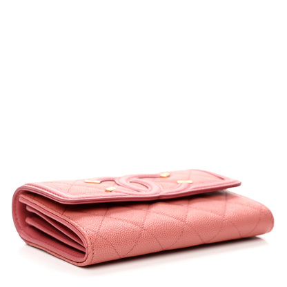 Chanel Caviar Quilted Medium Filigree Flap Wallet Pink 4 of 9